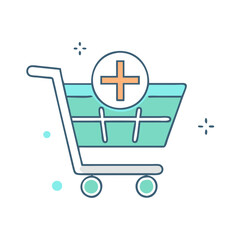 shopping cart with plus sign icon, shopping cart with plus sign vector illustration-simple illustration of shopping cart with plus sign, perfect for shopping cart with plus sign logos and icons