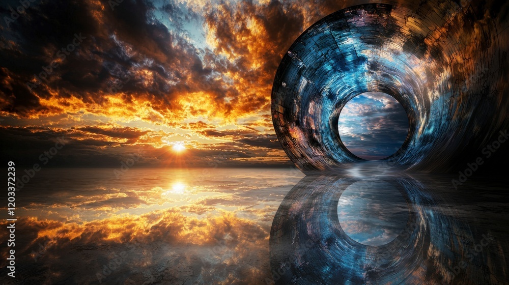 Aufkleber Dimensional realm of thought cosmic reflection abstract art surreal environment stunning viewpoint creative concept
