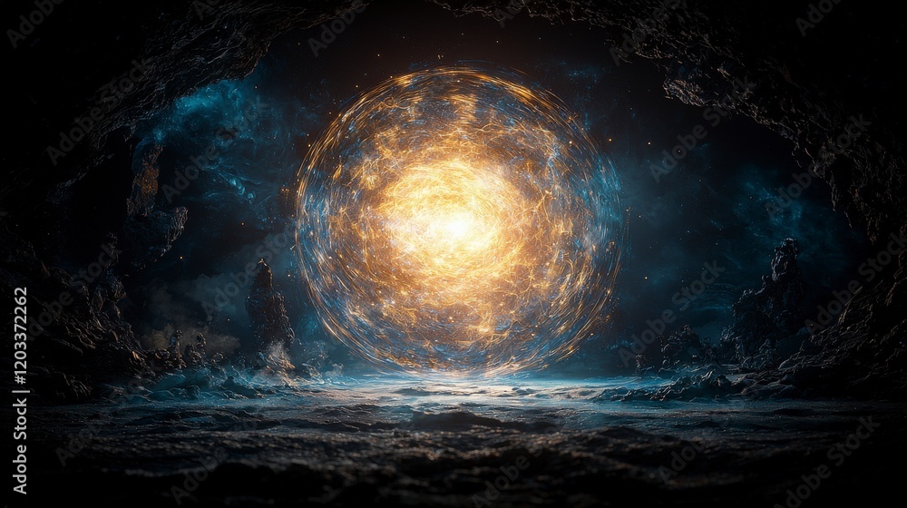 Fototapete cosmic explosion creation unknown realm digital art surreal space ethereal perspective dimensions of