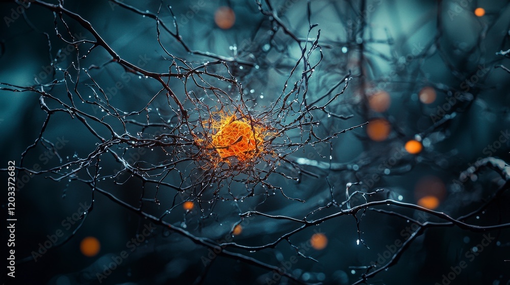 Poster nature's enigmatic glow transformation of branches in a mystical forest surreal scene close-up emoti