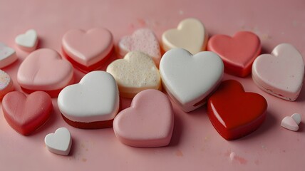 Obraz premium Romantic Pastel Candy Hearts Macro with Soft Focus and Festive Mood V5