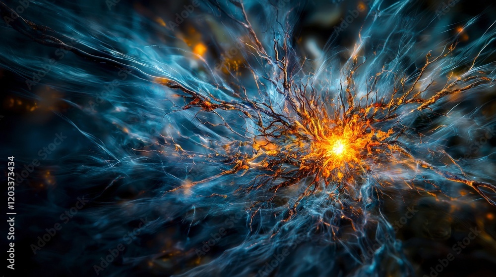 Poster Flow of thought energy through the nervous system a journey of connection and light in the abstract universe