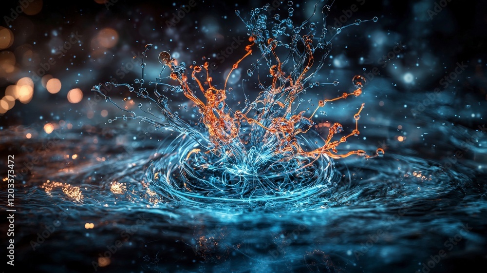 Poster dynamic splash of water droplets nature scene high-resolution image liquid energy concept close-up v