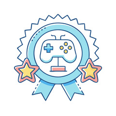 game achievements badge icon, game achievements badge vector illustration-simple illustration of game achievements badge, perfect for game achievements badge logos and icons