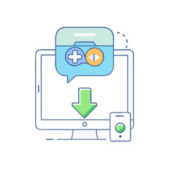 game download icon, game download vector illustration-simple illustration of game download, perfect for game download logos and icons
