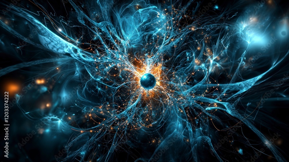 Aufkleber Interconnecting life circuits of energy and matter in a cosmic realm a visual journey through interconnectivity