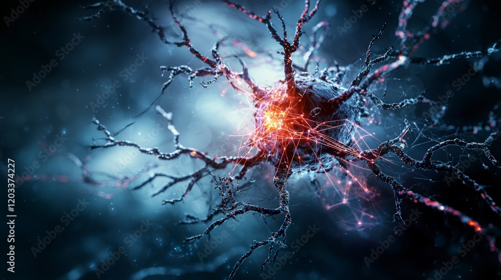 Poster Neuronal connections sparking innovation digital realm abstract artwork dark environment close-up view life circuits concept