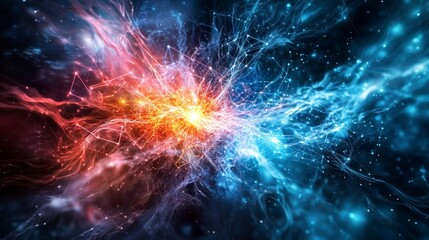 Cosmic energy explosion universe digital art space abstract view life circuits connecting all things
