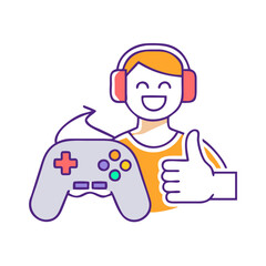 gamer s thumbs up icon, gamer s thumbs up vector illustration-simple illustration of gamer s thumbs up, perfect for gamer s thumbs up logos and icons