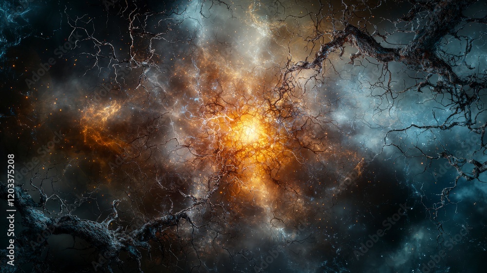 Aufkleber nervous systems connecting to the universe cosmic connections in the vastness of space digital art s