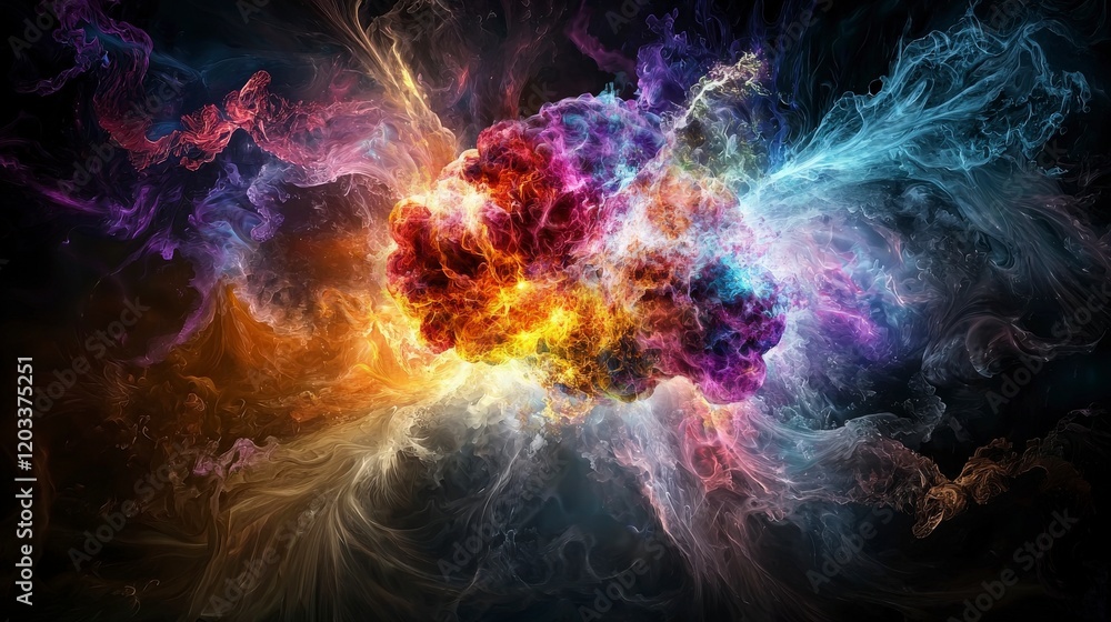 Aufkleber neural energy creation and destruction exploring cosmic forces abstract environment digital art vivi