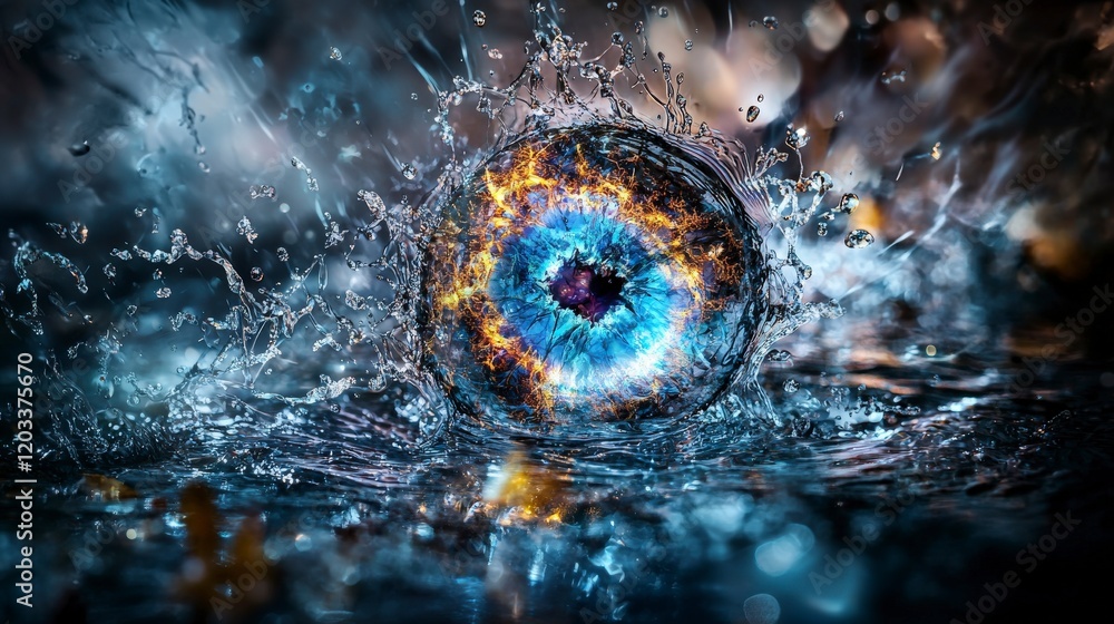 Fototapete Exploring water's mystical eye a visual journey through dimensions abstract art digital environment unique perspective