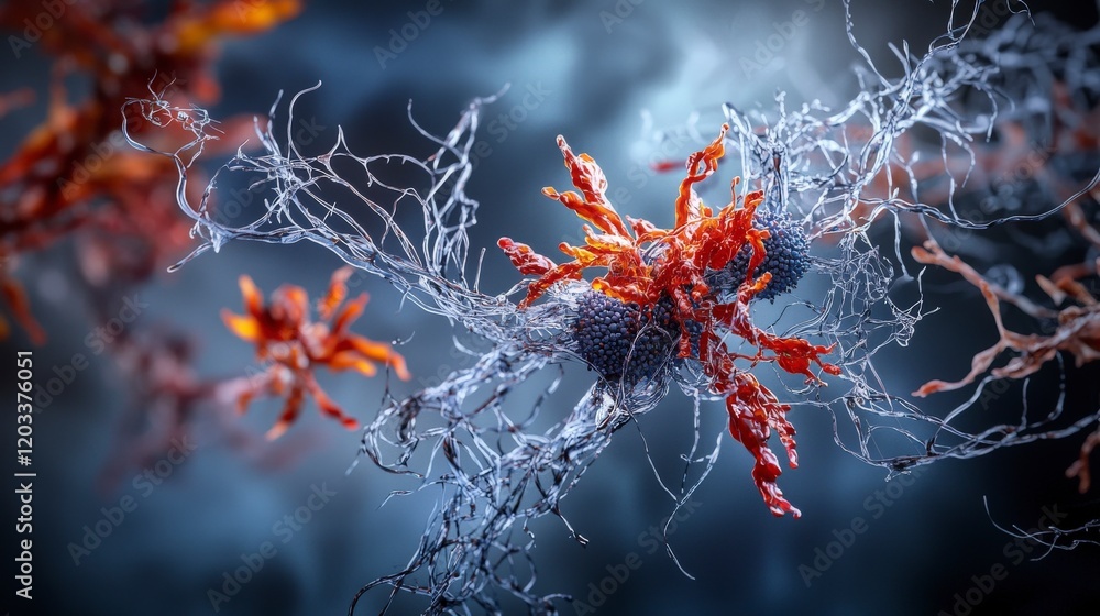 Aufkleber Exploring life and creativity in microscopic organisms through digital art in scientific environments