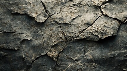 Close-up of textured stone with aged, cracked, and rough surface showing natural patterns in brown and gray colors
