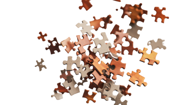 3D jigsaw puzzle pieces connecting to form a solution - Powered by Adobe