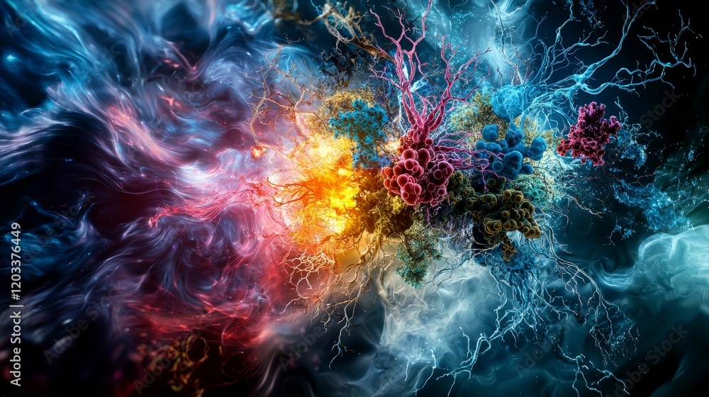 Poster dynamic evolution of symbols vibrant energy patterns abstract art digital realm cosmic environment s