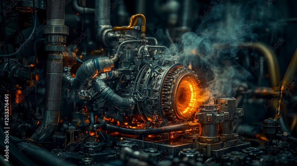 Poster evolution of industrial engine technology in high-tech machinery a close-up on future concepts