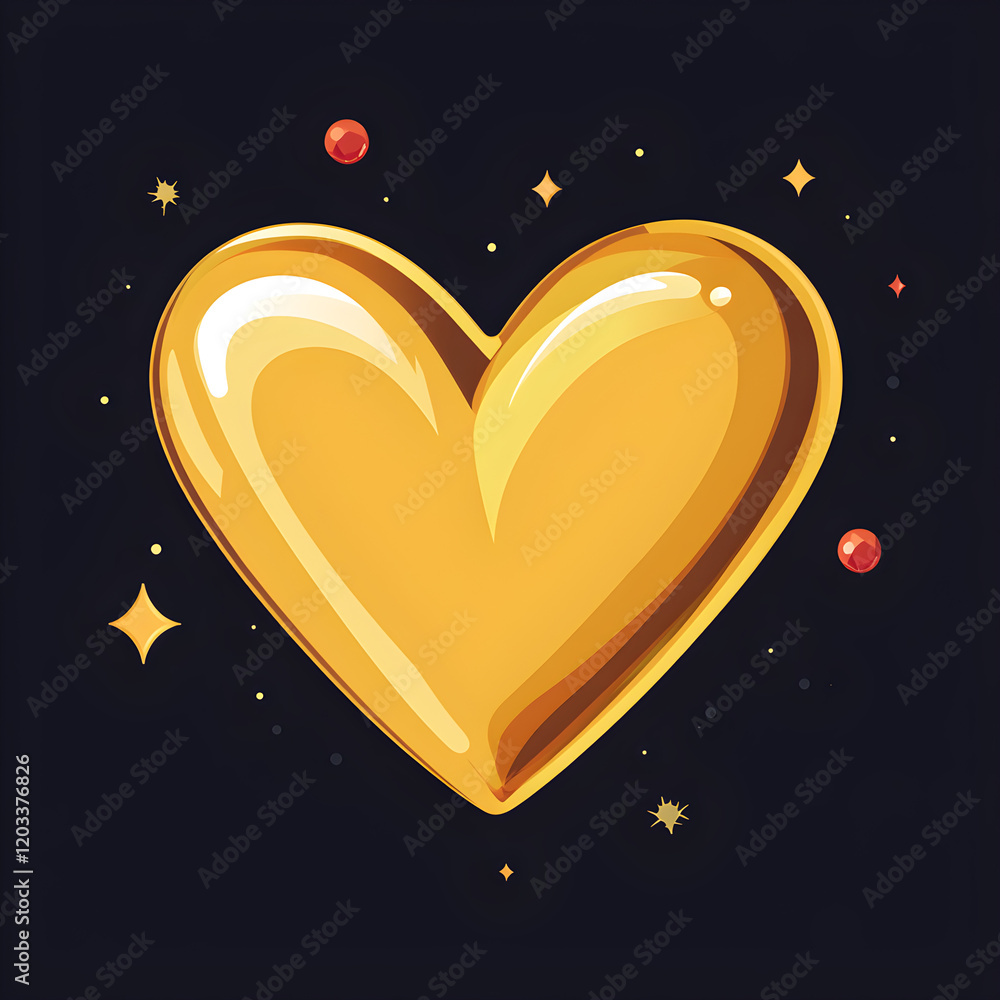 Poster a golden heart with tiny gemstones embedded around its edges