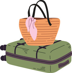 Luggage and tote bag illustration