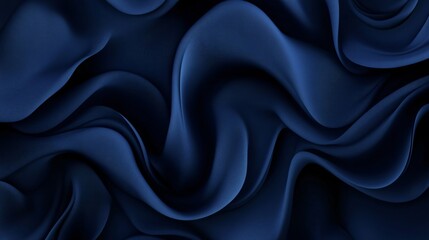 Obraz premium Abstract Navy Blue Fabric Waves, Elegant Draped Silk Texture Background