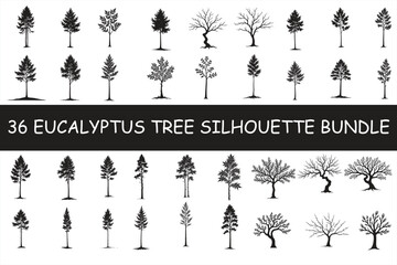 36 Eucalyptus Tree Silhouette Bundle