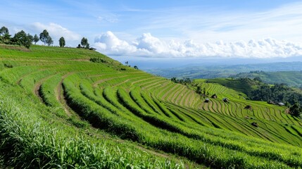 Naklejka premium Rolling Green Hillside Terraces