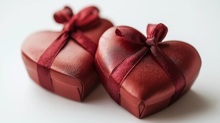 Two small gift boxes in the form of heart.