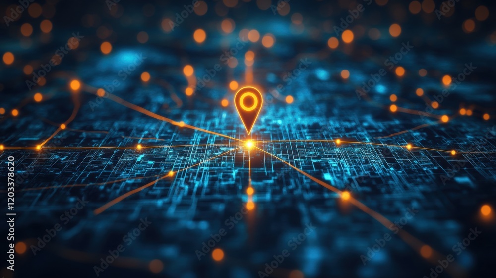 Aufkleber global network connectivity digital map with illuminated location pinpoint