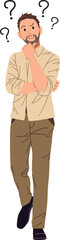 Man confuse and serious thinking illustration
