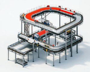Modern Automated Conveyor System in Industrial Setting Design