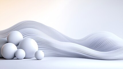 Abstract White Spheres on a Textured Wave Background