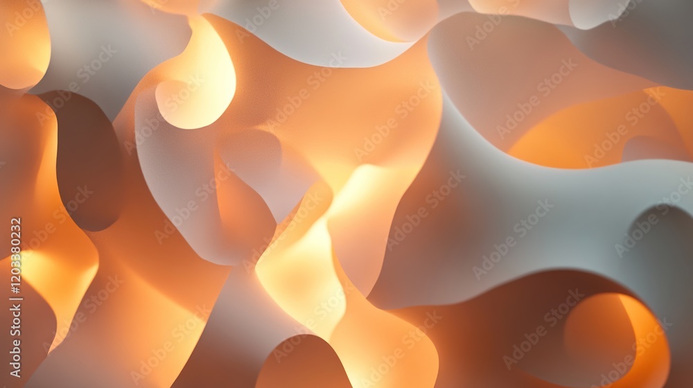 Poster bright abstract paper cutout background with colorful wave pattern and warm yellow glow