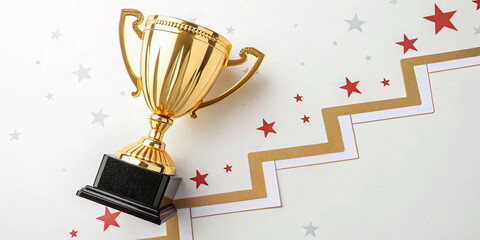 gold cup with a trophy, Champion golden trophy for winner background. Success and achievement concept. Sport and cup award theme