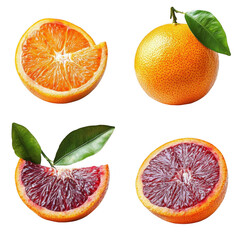 Oranges with Fresh Slices - Isolated on White backgrounds