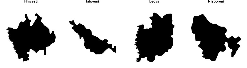 Hincesti, Ialoveni, Leova, Nisporeni outline maps