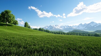 Fototapeta premium Serene Mountain Meadow Landscape