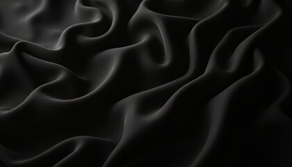Obraz premium Elegant black fabric draped in soft, flowing waves, creating a luxurious feel.