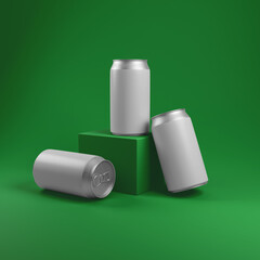 Three Cans Energy drink soda can mockup template isolated on background Blank Label