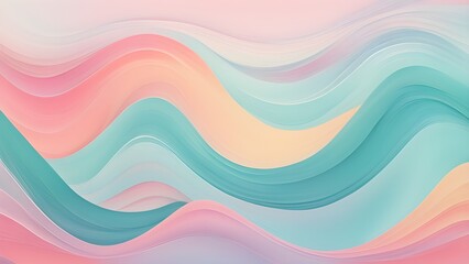 Abstract pastel wave background with flowing, soft pink, peach, and teal colors.