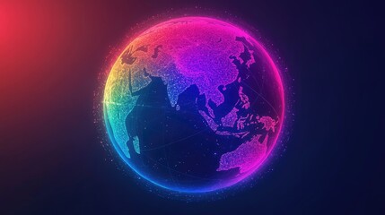 A conceptual globe design with detailed cartography of Asia and Australia, presented in bold, vibrant colors.