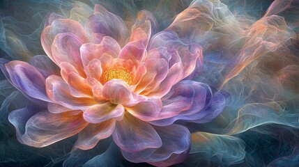 Dreamlike pastel flower with swirling smoke.