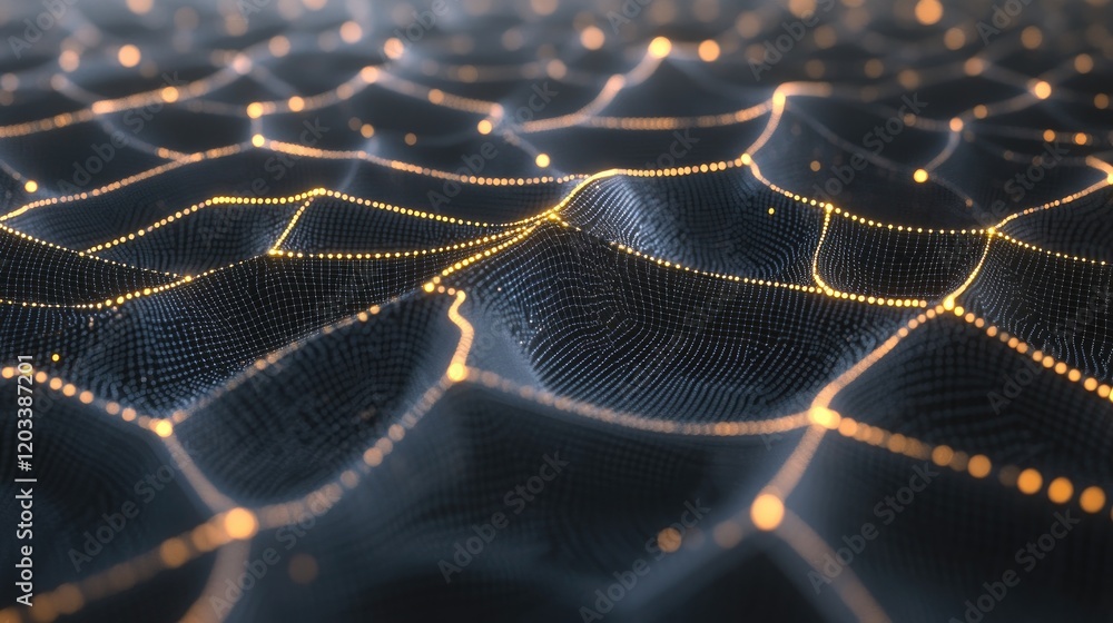 Poster a futuristic depiction of neural network spheres in an atom shape, connected by glowing lines within