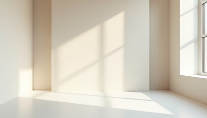 Sunny modern interior with soft shadows in a minimalist design