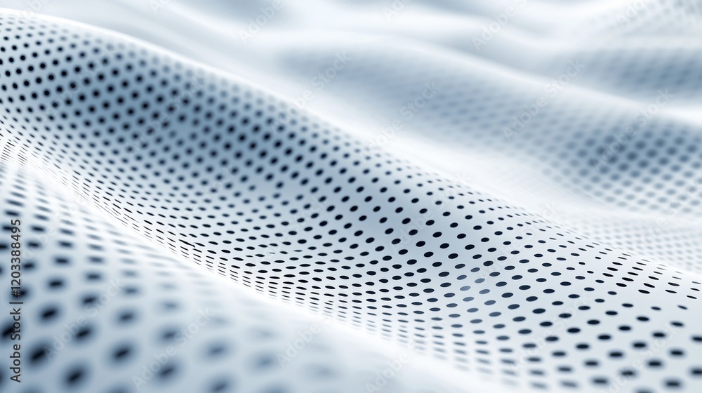 Poster Minimalistic Geometric Pattern of Dots and Lines in Soft Textured Waves