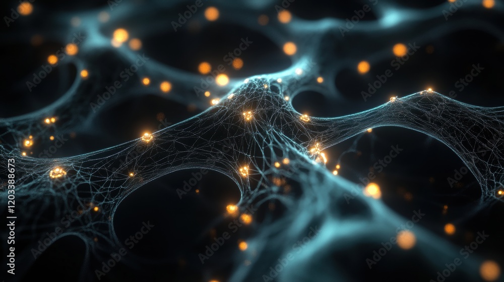 Poster abstract network glowing nodes connected web digital data cyberspace technology background