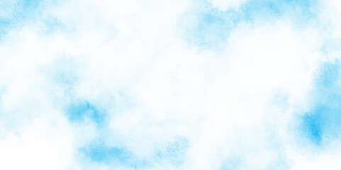 Abstract blue watercolor painted sky background by teal color blue, Abstract blue color clouds background, Vibrant clear blue sky with puffy and blurry natural clear clouds.