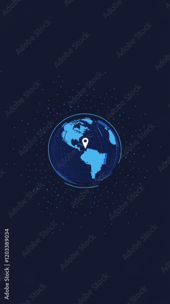 Poster global positioning system digital earth location pin world map technology background network