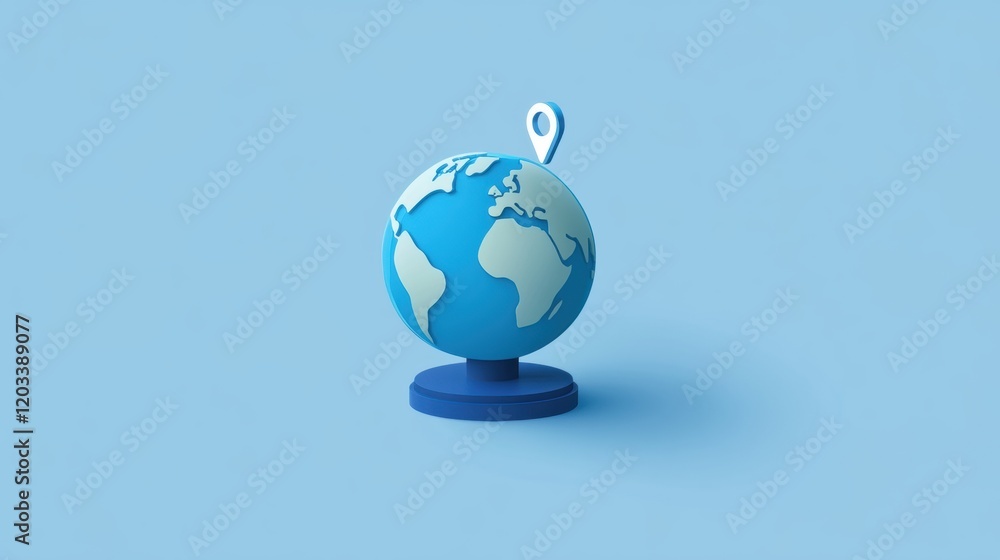 Poster 3d render of globe with location pin global positioning travel and navigation concept
