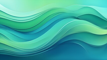 Obraz premium Abstract teal and green layered wave background.