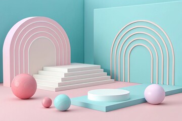 Fototapeta premium 3D Render, Abstract Background, Minimal Design Elements, Isolated